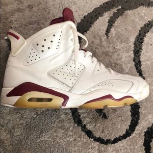 White and maroon retro Jordan 6s